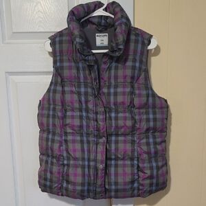 Old Navy Gray, Purple & Blue Plaid Puffer Vest